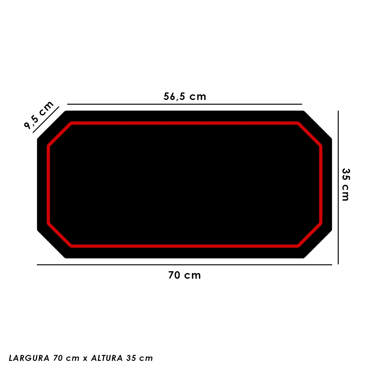 Tapete Mousepad Protetor De Mesa Gamer Borda Vermelho - 70x35cm