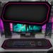 Tapete Mousepad Protetor De Mesa Gamer Preto Borda Rosa - 70x35cm