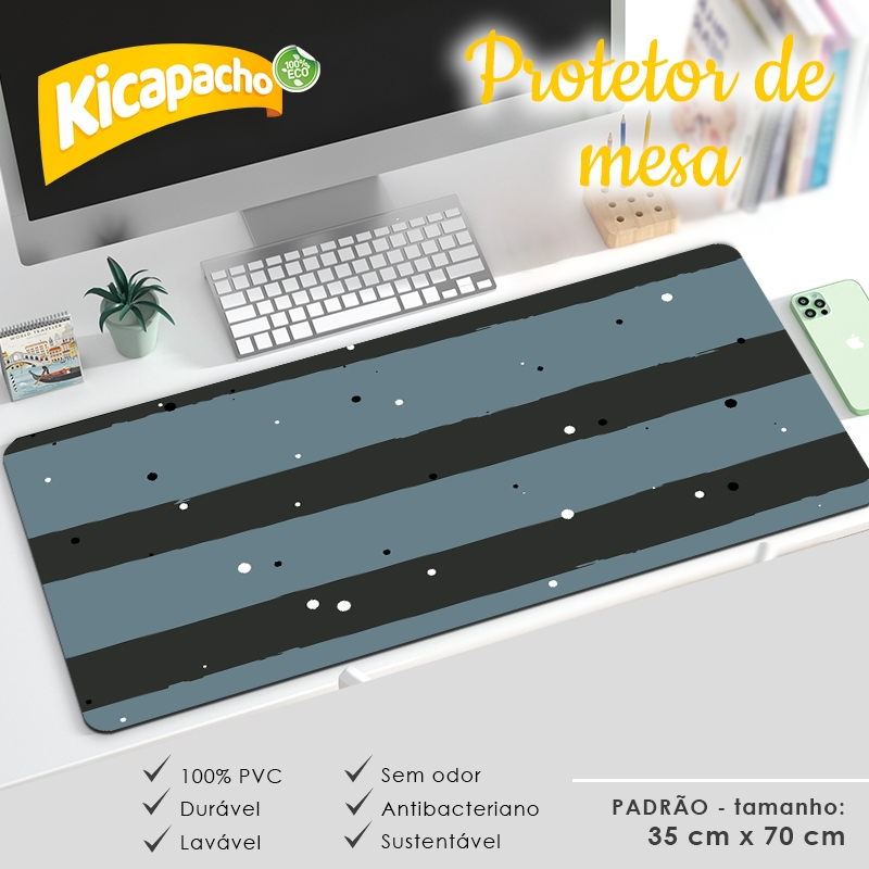 Tapete Protetor de Mesa MousePad em PVC Ecológico 70x35cm Listras