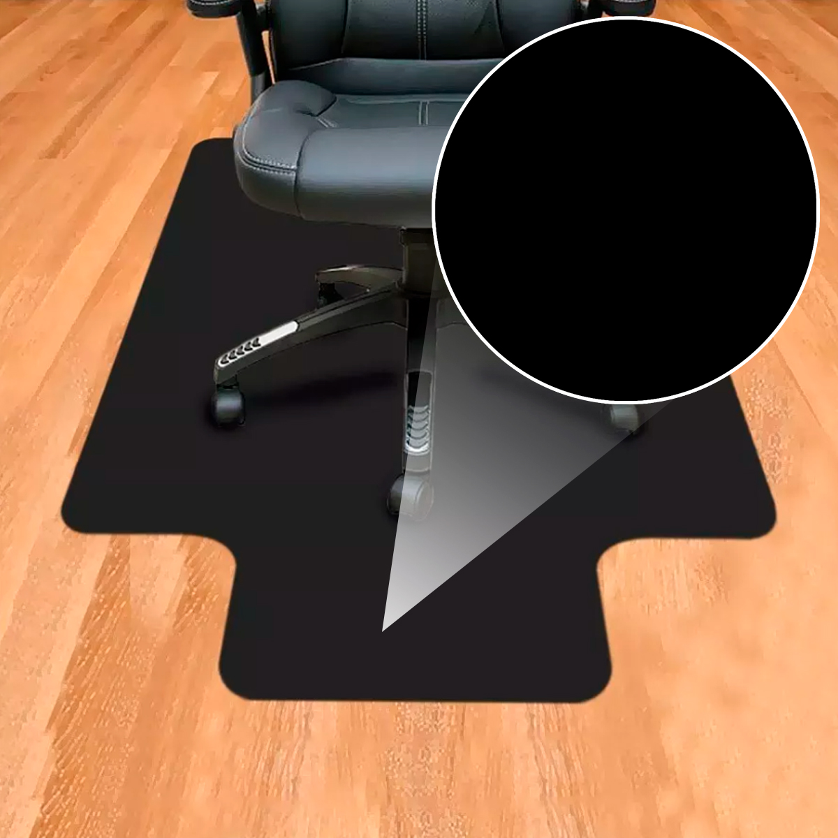 Tapete Protetor de Piso e Cadeira de Rodinhas Poltrona Giratória Gamer Preto 120x85cm