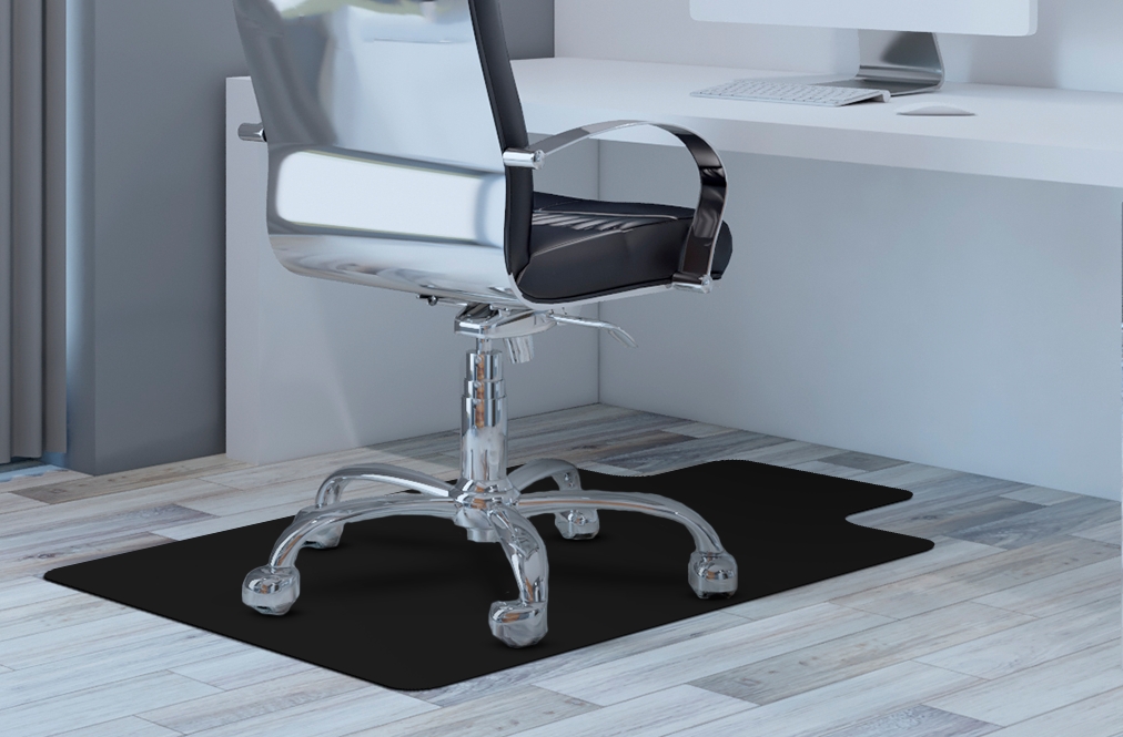 Tapete Protetor de Piso e Cadeira de Rodinhas Poltrona Giratória Gamer Preto 120x85cm