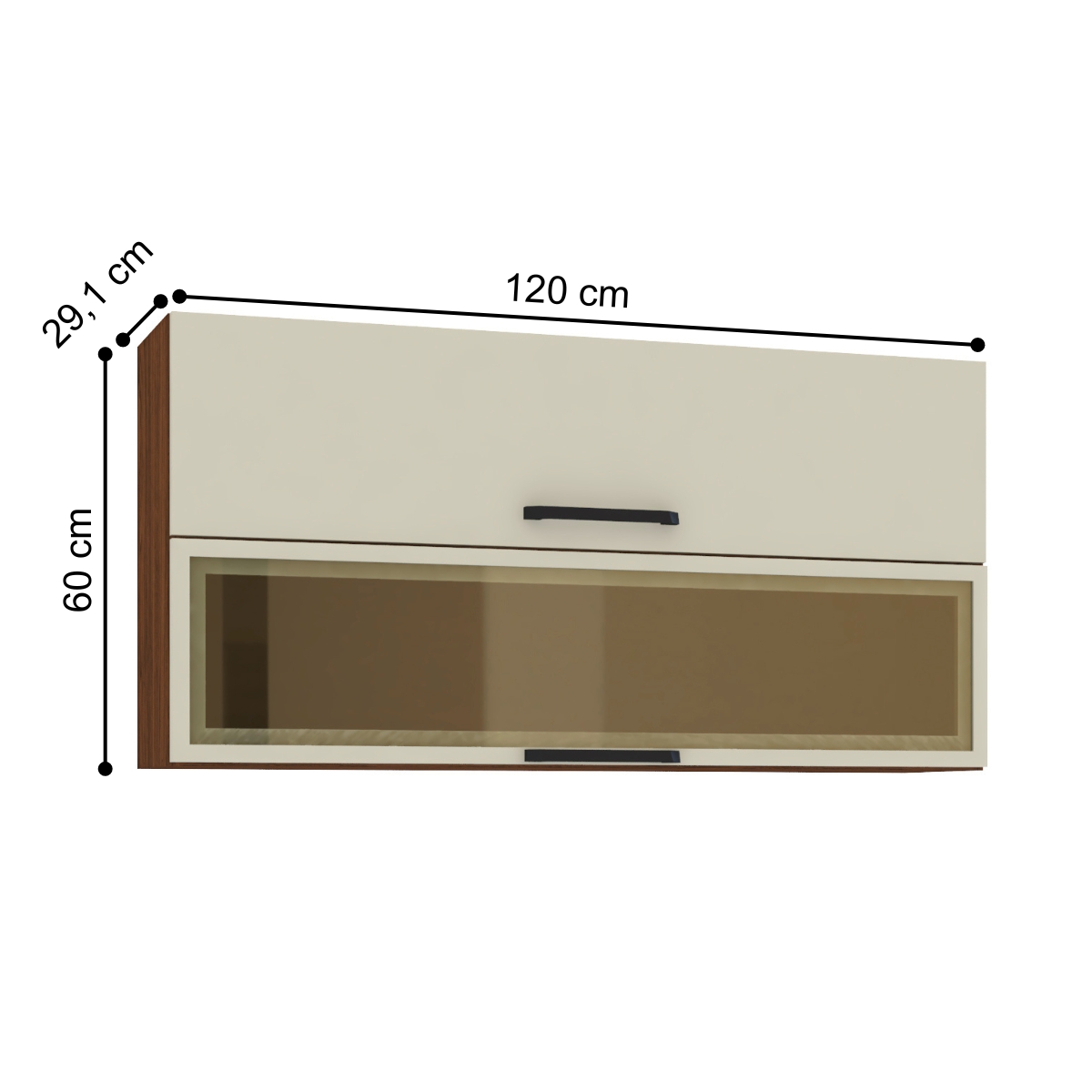 Armário Suspenso com 2 Portas Quebec Nogueira Off White