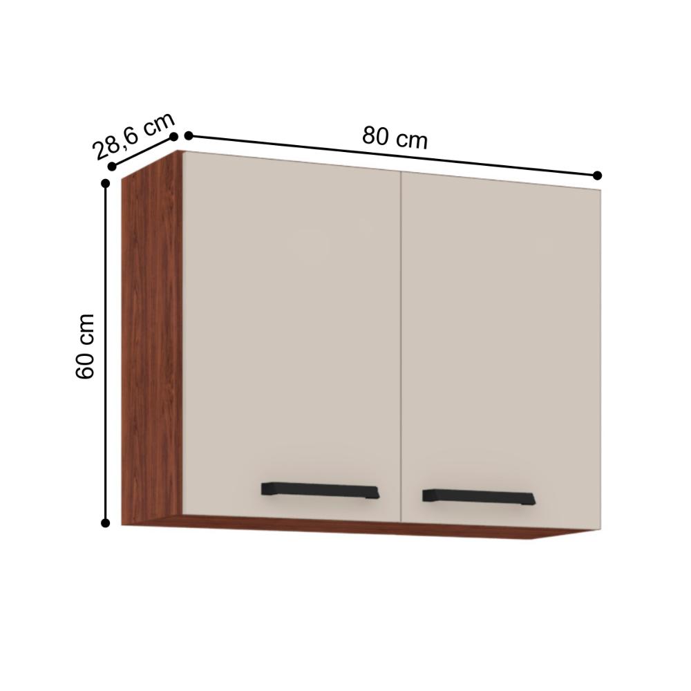 Armário Suspenso com 2 Portas Tucson Nogueira Off White