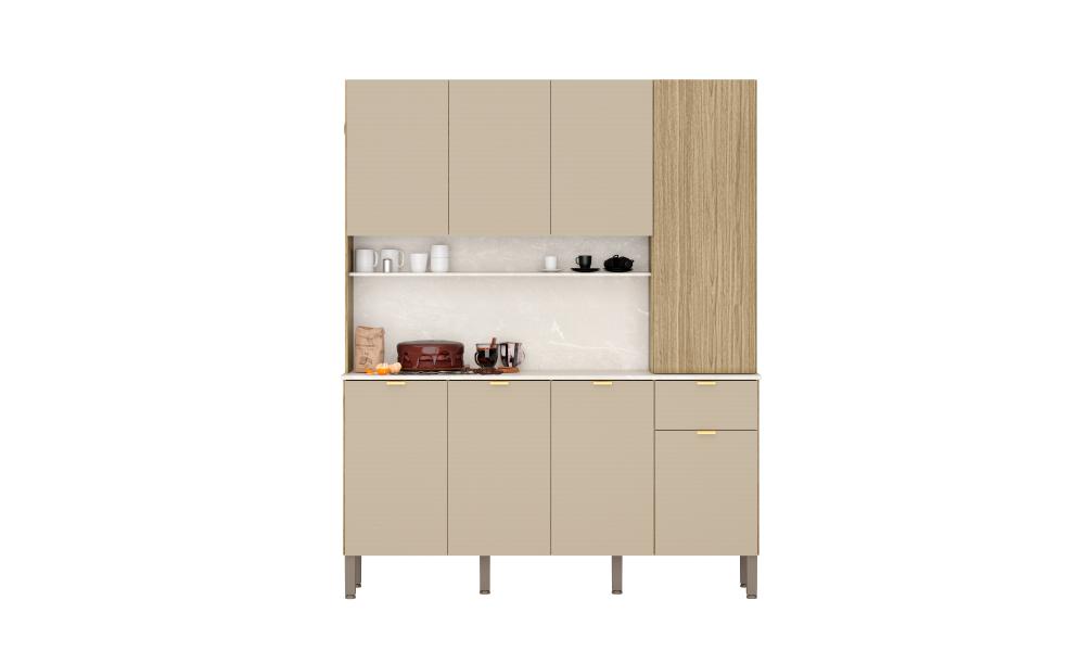 Armário de Cozinha 8 Portas Riscatto Aaira Freijó Vanilla