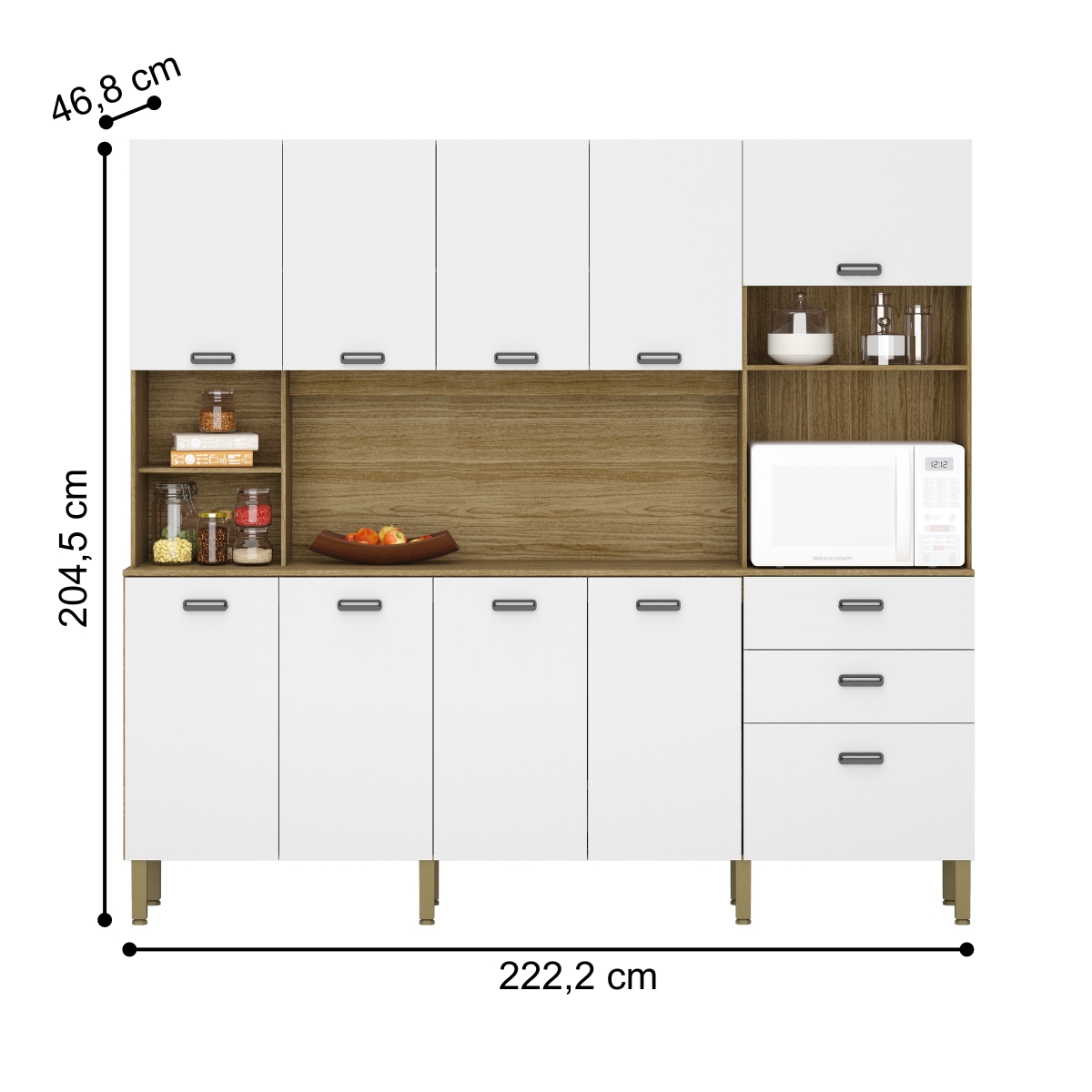Armário de Cozinha Completo 9 Portas Sófia Freijó Supremo
