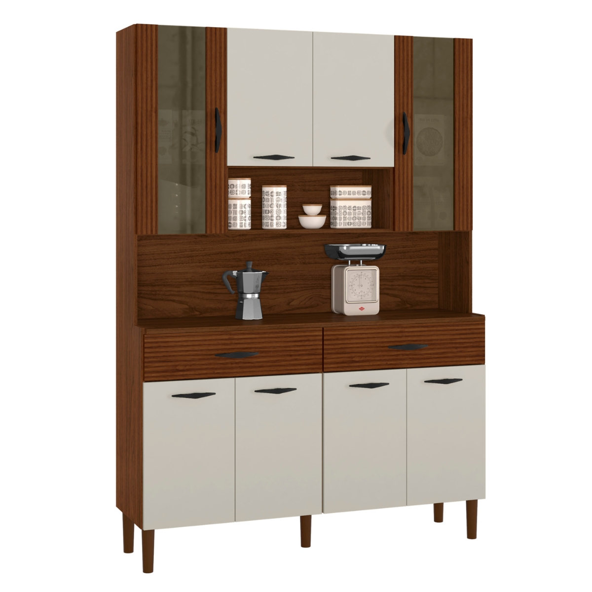 Armário de Cozinha com 2 Gavetas Pisa Off White Nogueira
