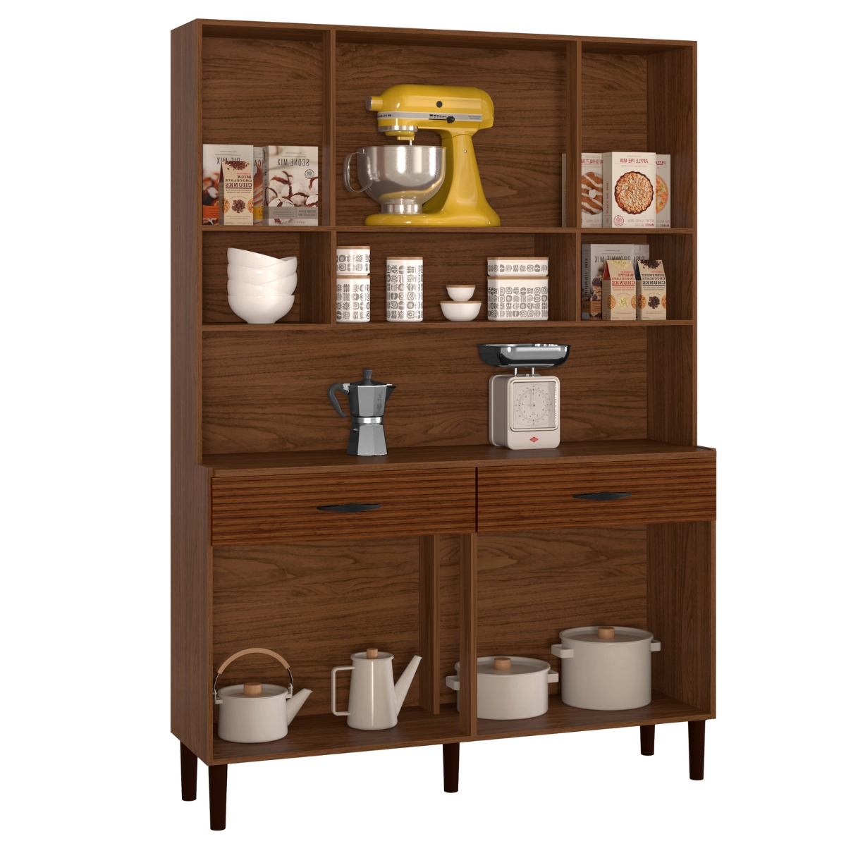 Armário de Cozinha com 2 Gavetas Pisa Off White Nogueira