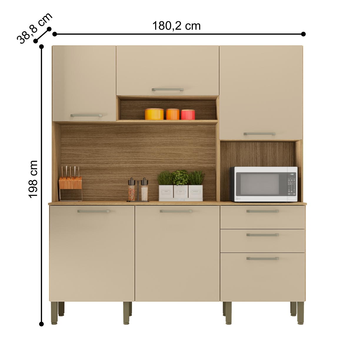 Armário de Cozinha com 5 Portas Alicante Freijó Vanilla