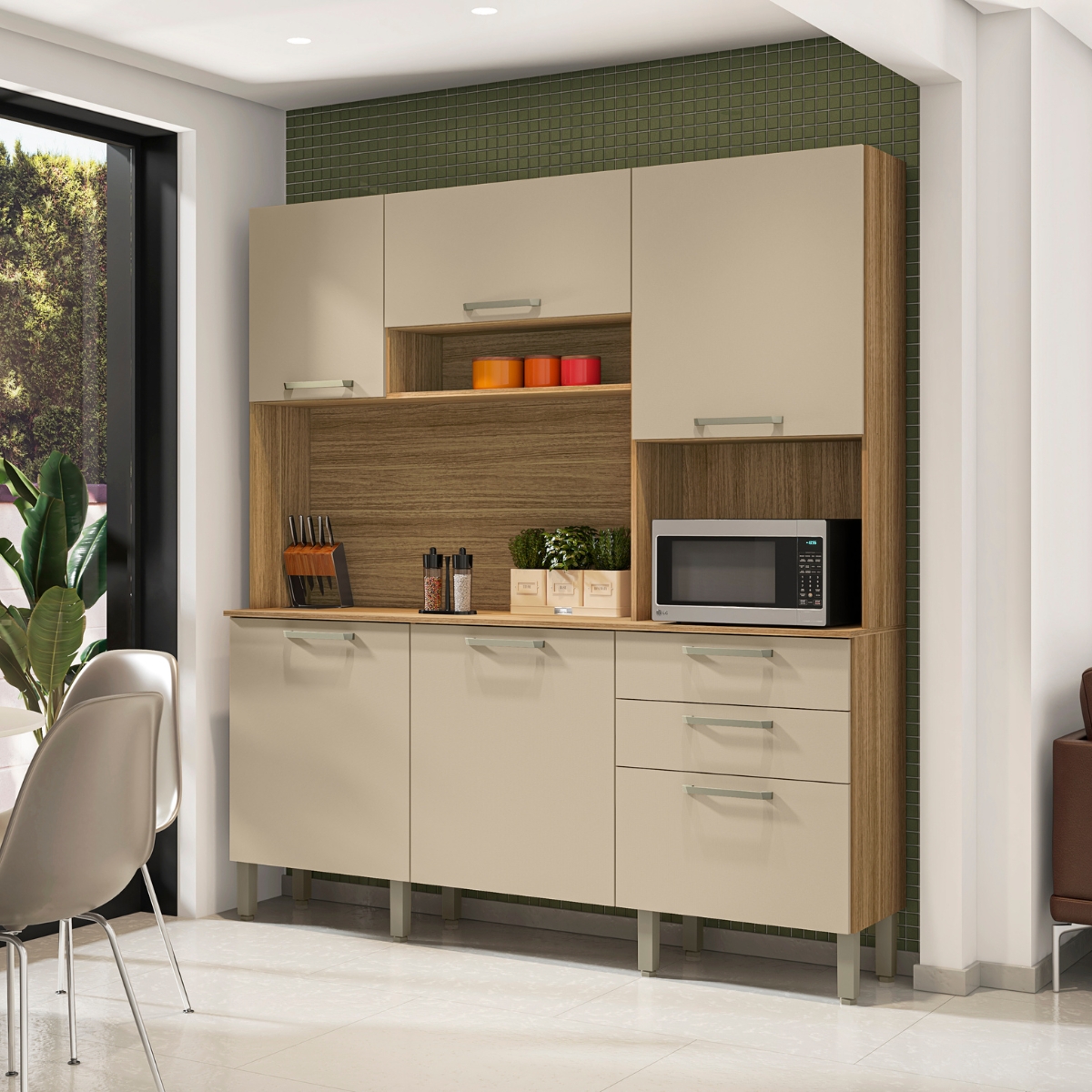 Armário de Cozinha com 5 Portas Alicante Freijó Vanilla