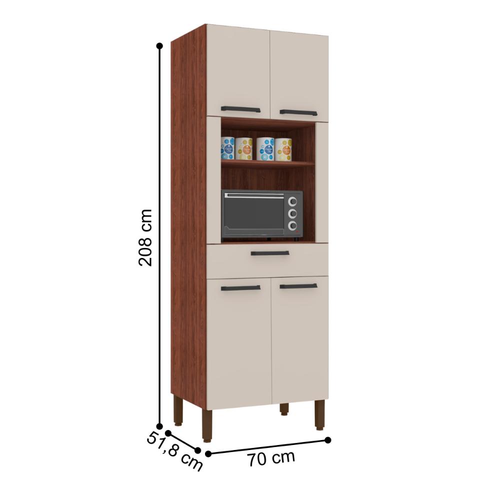 Armário de Cozinha para Microondas Guelph Nogueira Off White