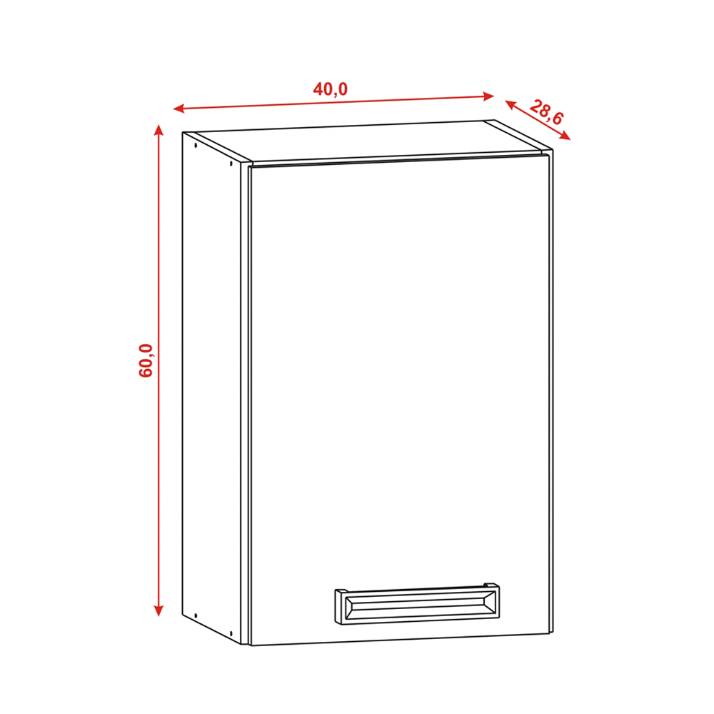 Armario Aereo 1 Porta 40cm 762AM Freijo Gris KTP