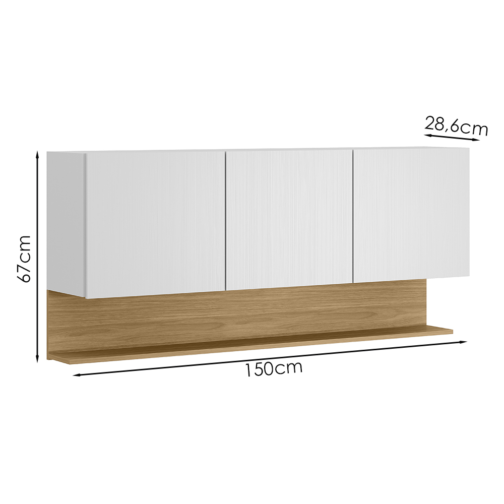 Armario Aereo 3 Portas 150 cm Line Supremo Cp Freijo KTP