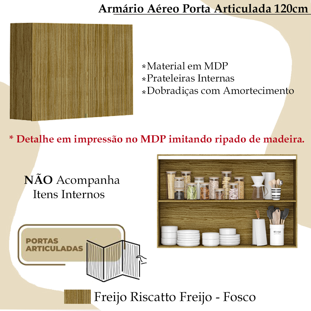 Armario Aereo Porta Articulada 120cm 3015ART Freijo Riscatto Freijo KTP