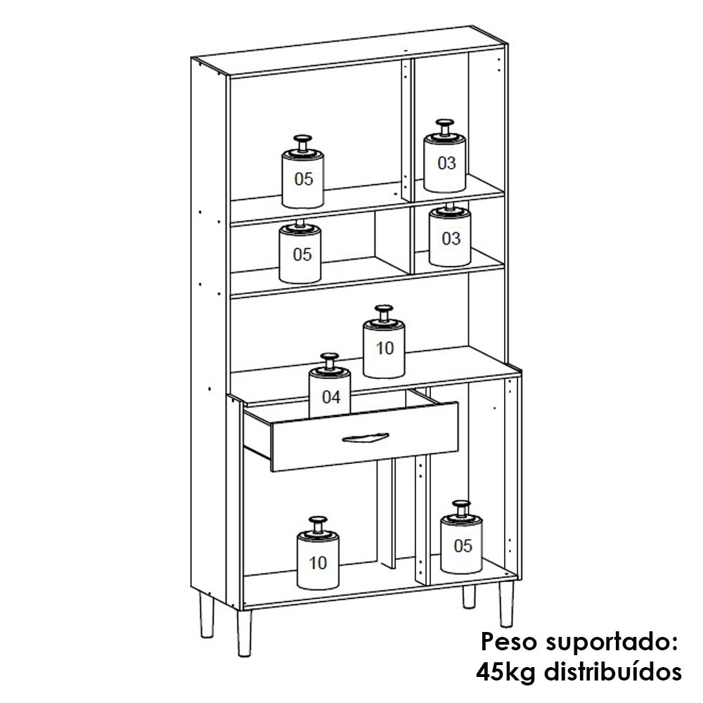 Armario Kit Cozinha 6P 1G 91 cm Apolo Freijo Soft KTP