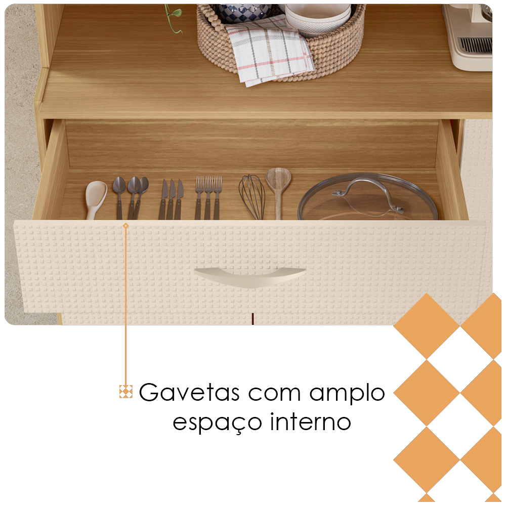 Armario Kit Cozinha 6P 1G 91 cm Apolo Freijo Soft KTP