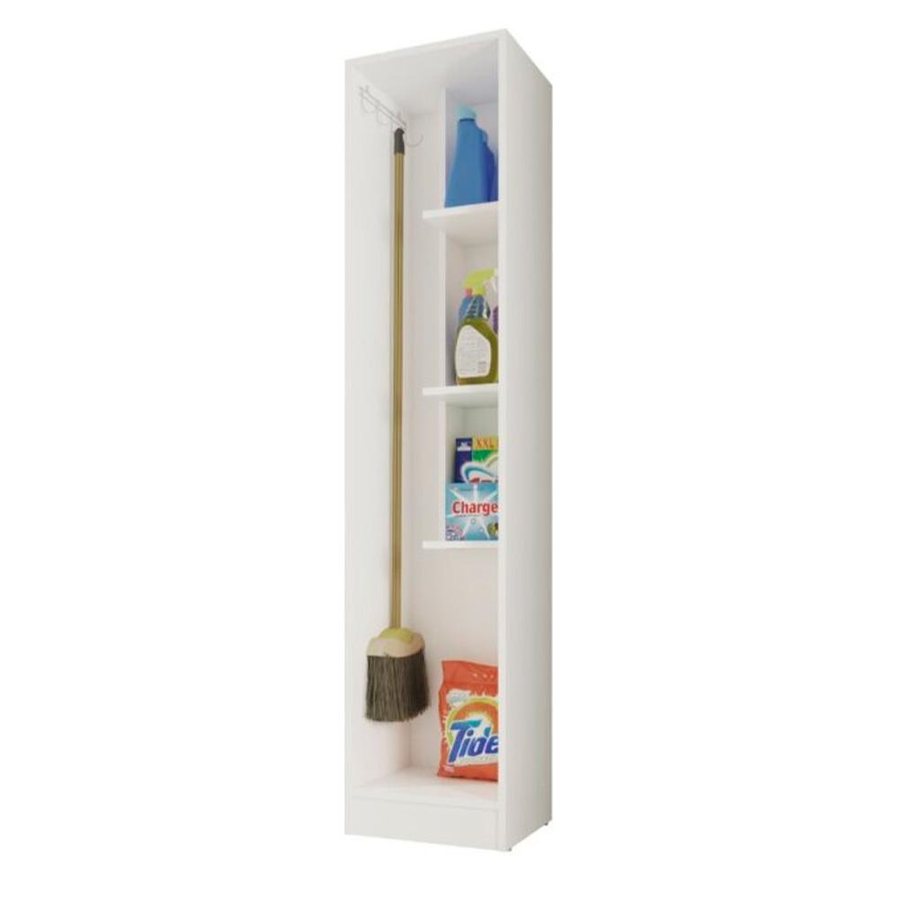 Armario Multiuso 1 Porta Suporte Vassoura Lavanda Kits Paraná Cor:Branco White