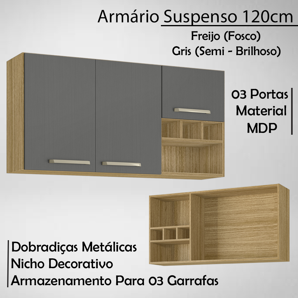 Armario Suspenso 120cm 752AM Freijo Gris KTP