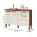 Balcão Cozinha 2 Portas e 2 Gavetas York Nogueira Off White