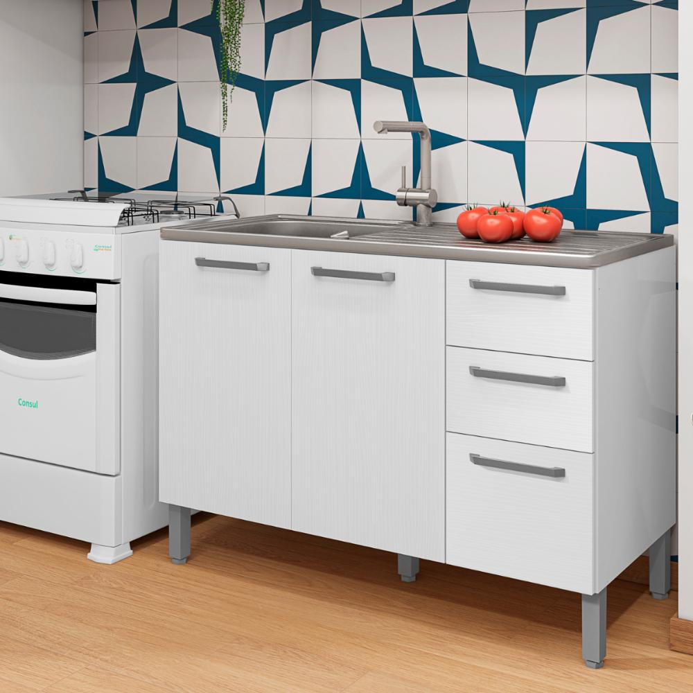 Balcão com Tampo e 2 Portas Riga Branco Supremo