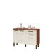 Balcão de Cozinha 120 cm 3 Portas e 1 Gaveta Nogueira Off White Versalhes Kits Paraná