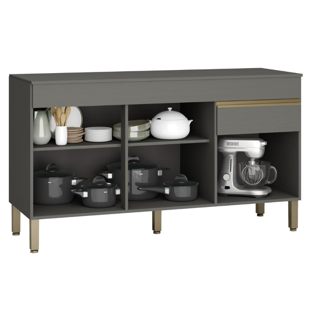 Balcão de cozinha com Tampo e 3 Portas Durham Gris