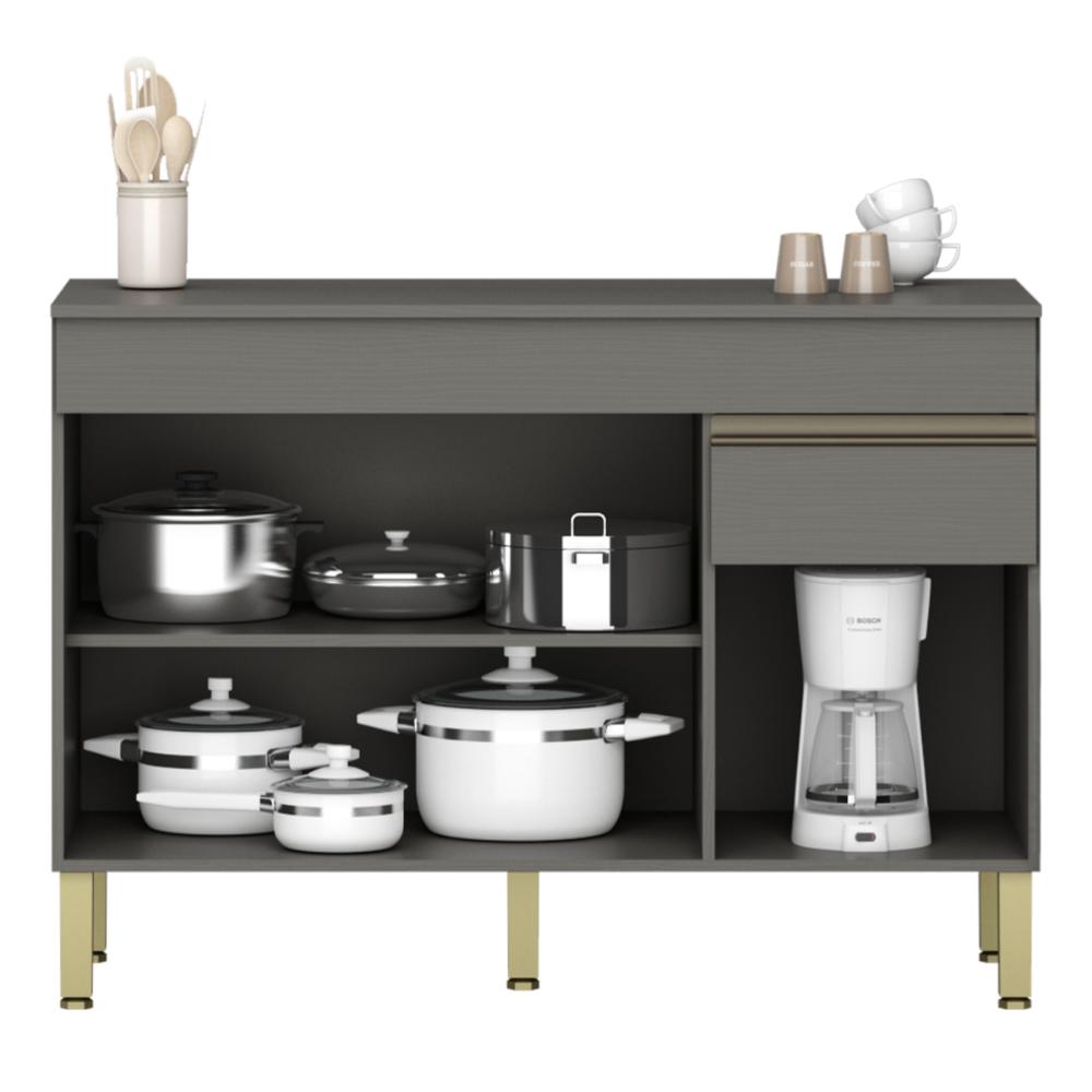 Balcão para Cozinha com Tampo e com 3 Portas Chester Gris