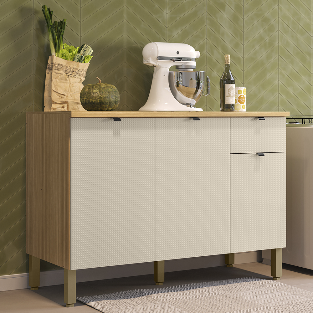 Balcao Com Tampo 120 cm MDF Vert Plus Freijo Soft KTP