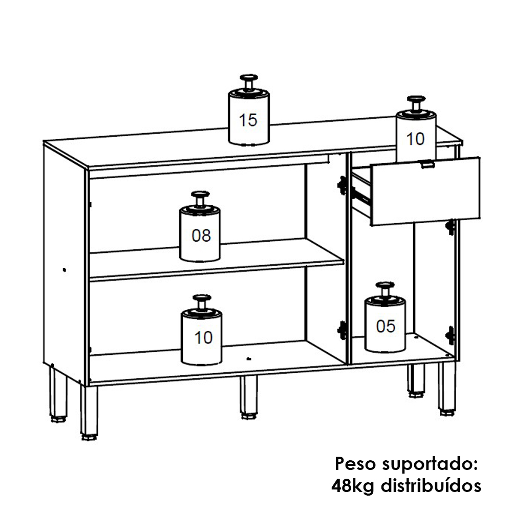 Balcao Com Tampo 120 cm MDF Vert Plus Freijo Soft KTP