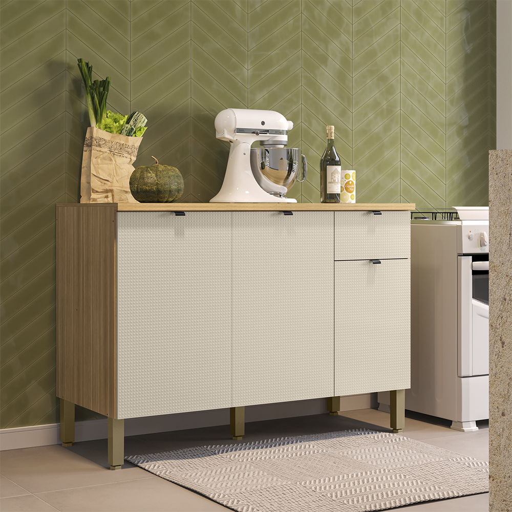 Balcao Com Tampo 120 cm MDF Vert Plus Freijo Soft KTP