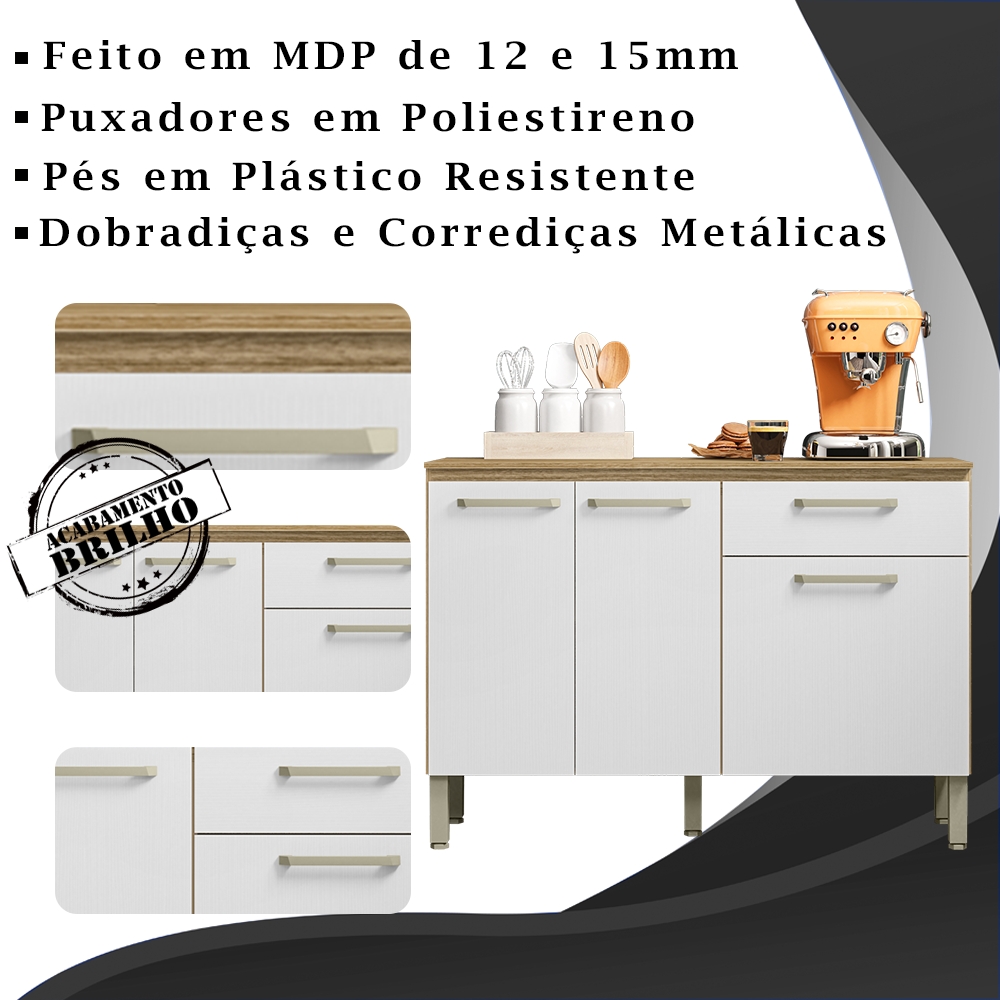 Balcao Com Tampo 120cm 2917 Freijo Supremo KTP