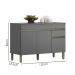 Balcao Com Tampo 3 Portas 1 Gaveta 120 cm Line Gris KTP