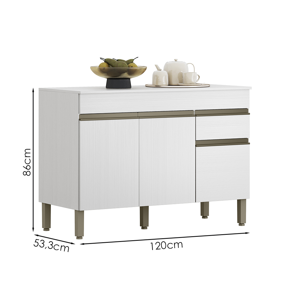 Balcao Com Tampo 3 Portas 1 Gaveta 120 cm Line Supremo KTP