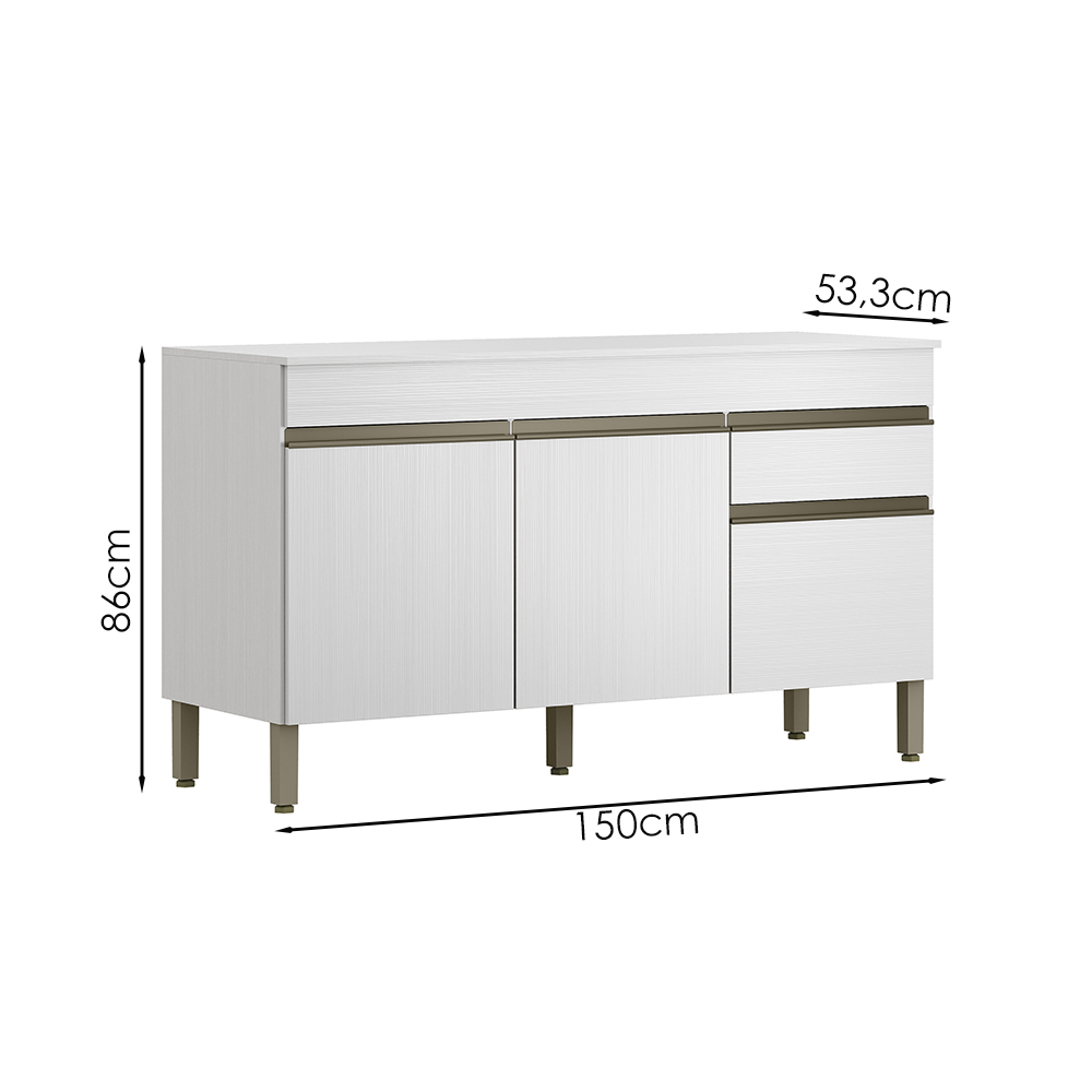 Balcao Com Tampo 3 Portas 1 Gaveta 150 cm Line Supremo KTP