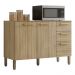 Balcao Com Tampo 3 Portas 2 Gavetas 120 cm Urbane Freijo KTP
