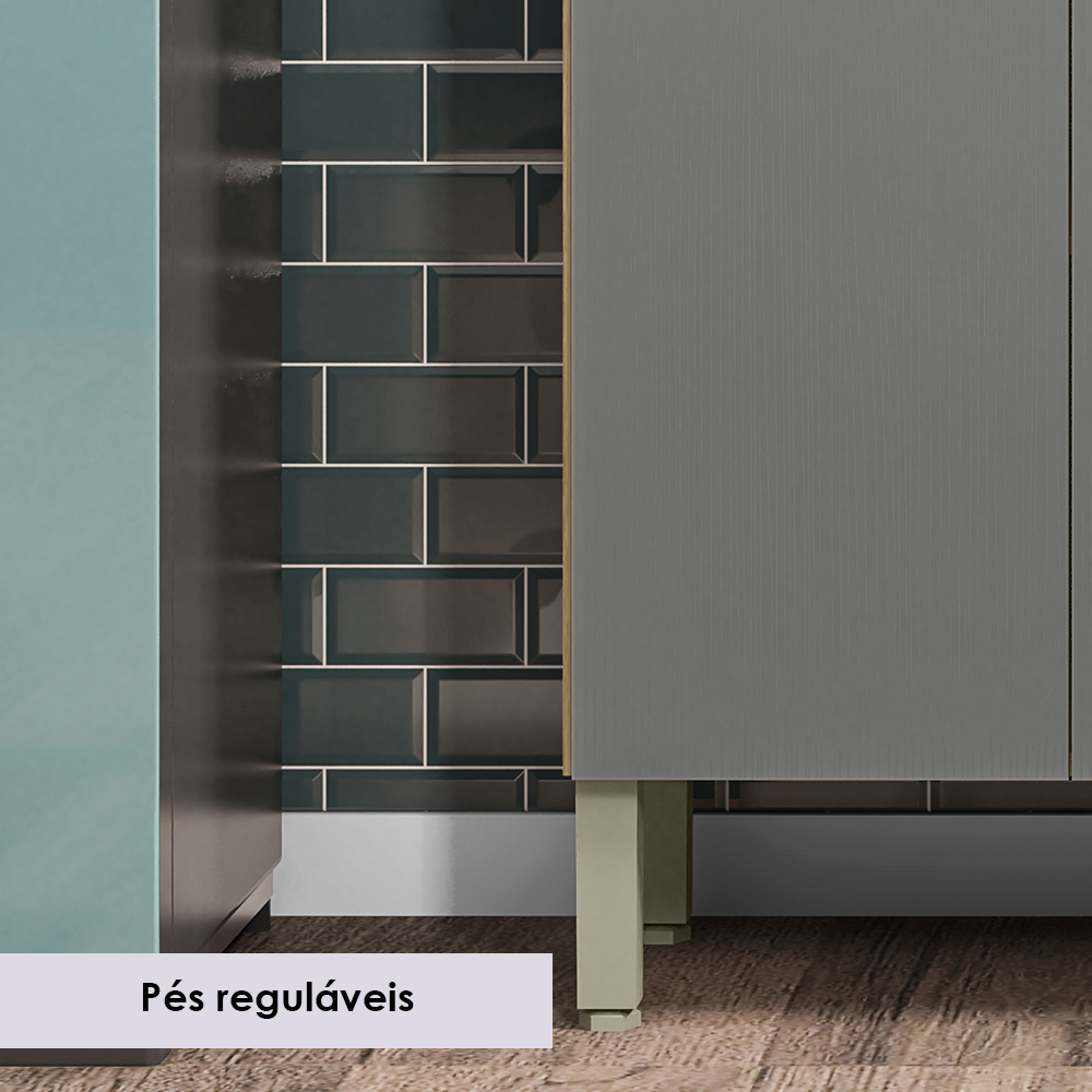 Balcao Com Tampo 3P 1G 120 cm Versalhes Freijo Gris KTP