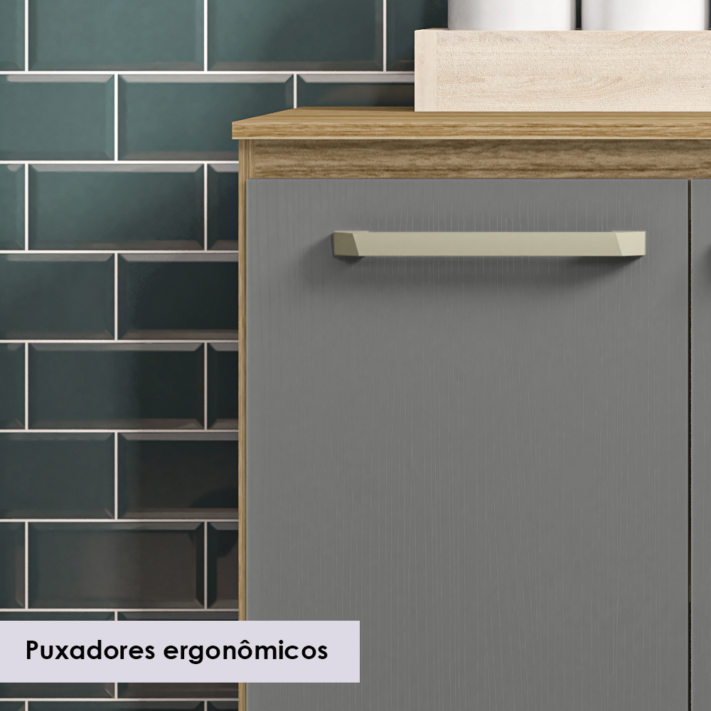 Balcao Com Tampo 3P 1G 120 cm Versalhes Freijo Gris KTP