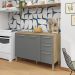 Balcao Com Tampo 3P 2G 120 cm Mad Versalhes Freijo Gris KTP