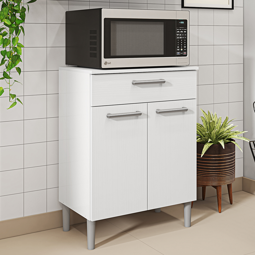 Balcao Multiuso Para Microondas 84X61 cm Diamante Branco Supremo KTP