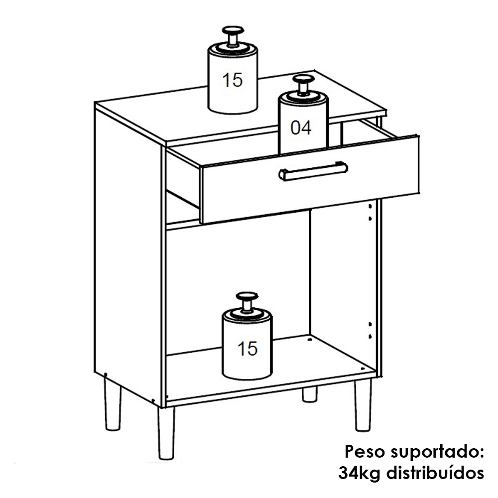 Balcao Multiuso Para Microondas 84X61 cm Diamante Branco Supremo KTP