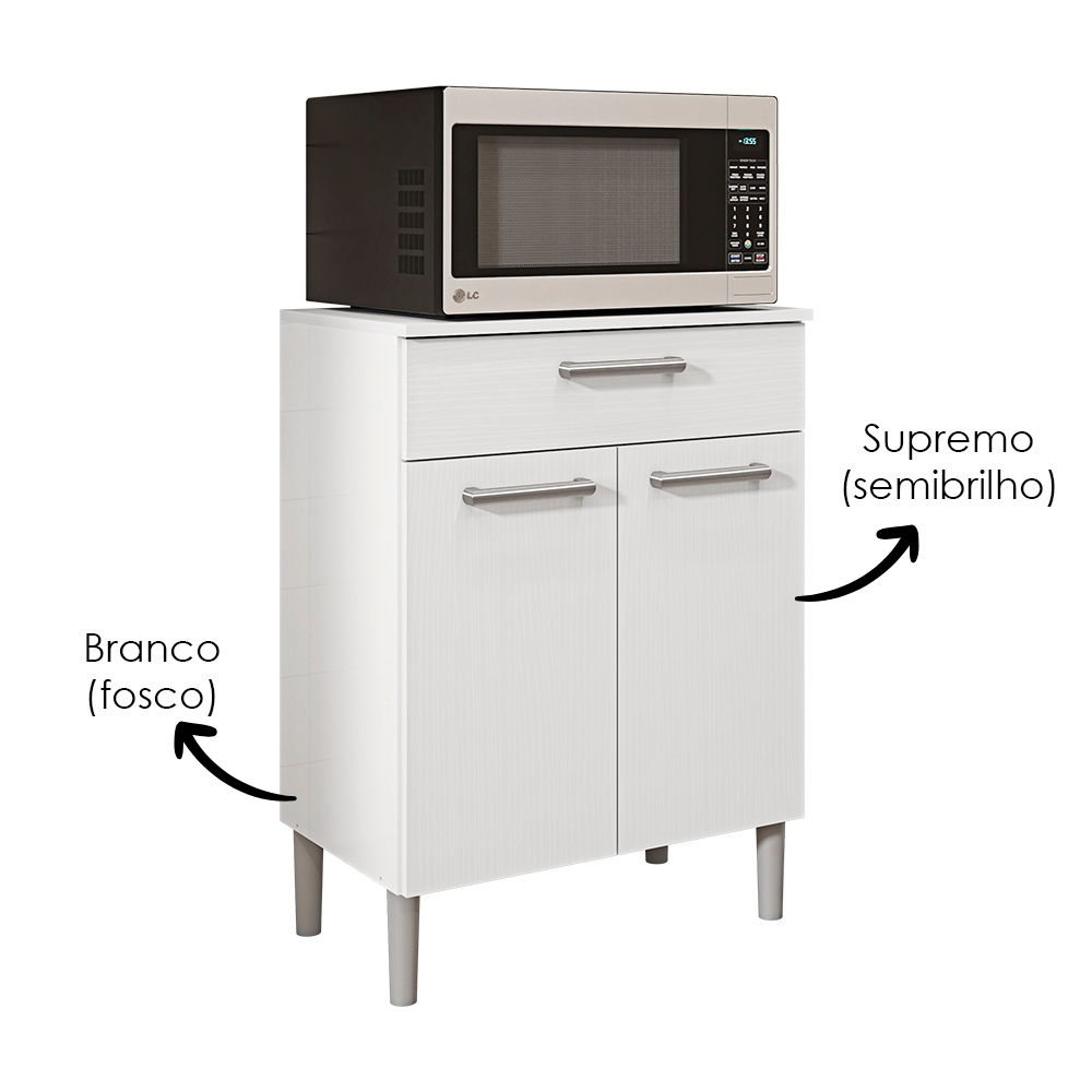 Balcao Multiuso Para Microondas 84X61 cm Diamante Branco Supremo KTP