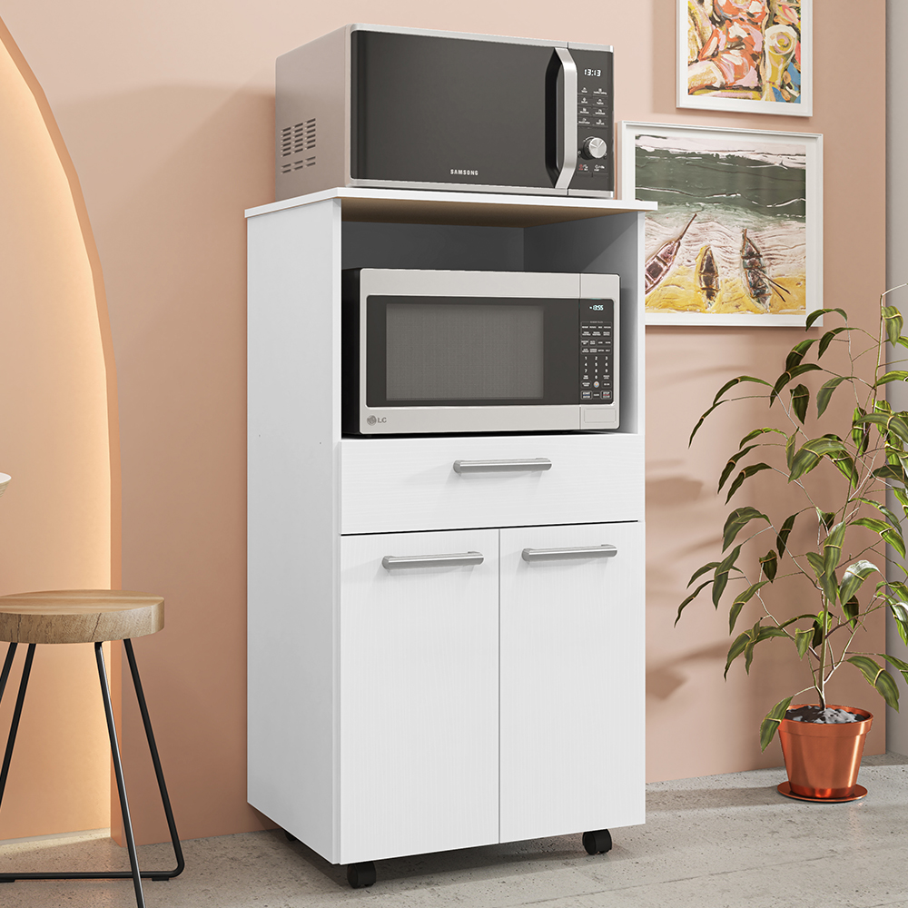 Balcao Para Forno E Microondas 118X61 cm Duetto Branco Supremo KTP