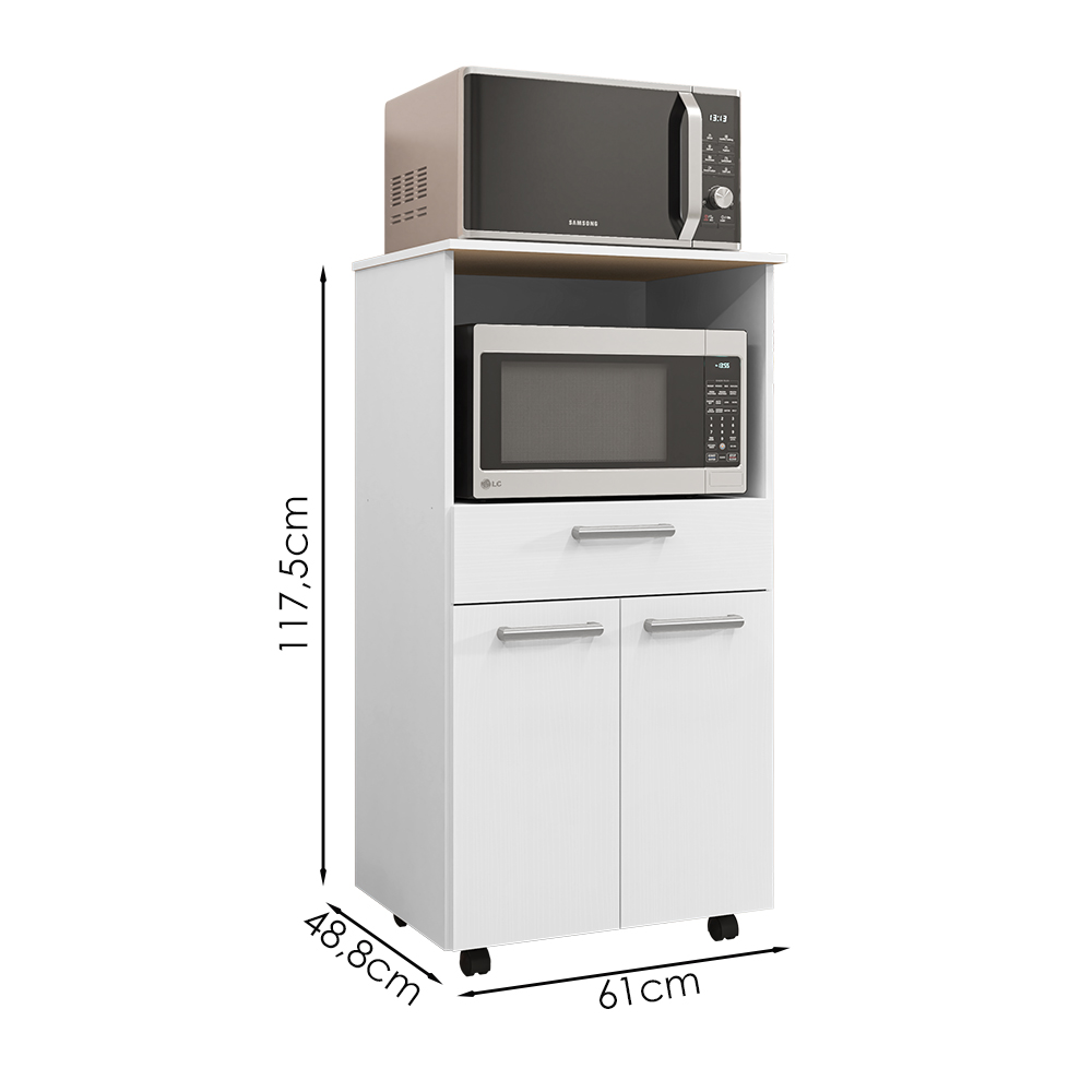 Balcao Para Forno E Microondas 118X61 cm Duetto Branco Supremo KTP