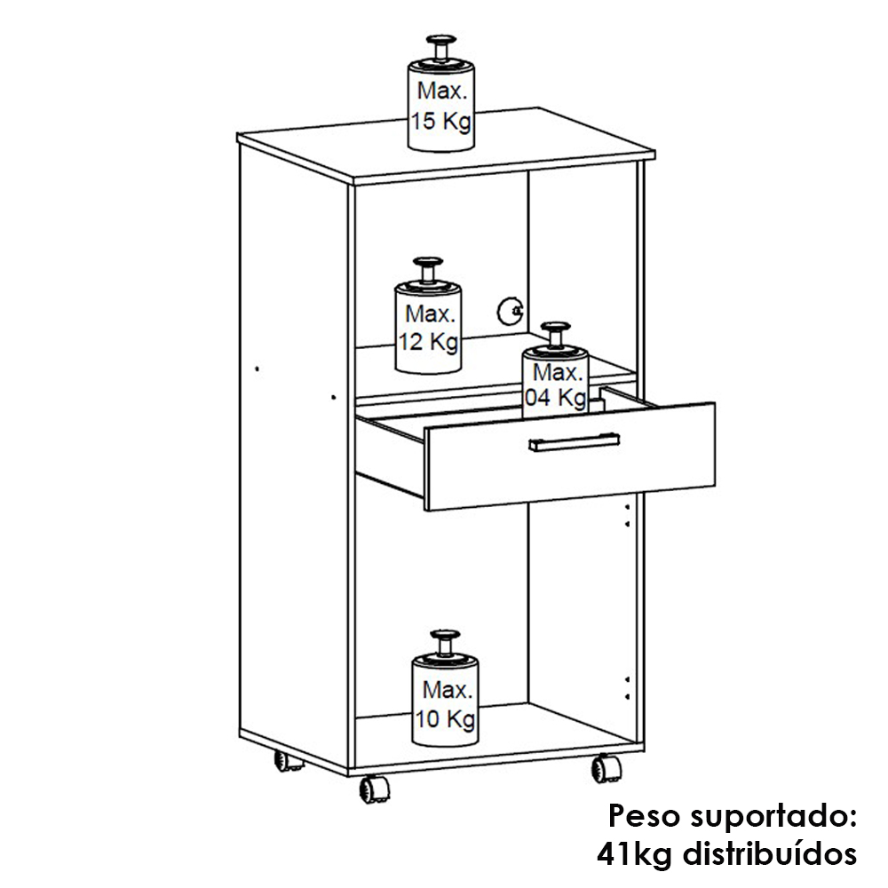 Balcao Para Forno E Microondas 118X61 cm Duetto Branco Supremo KTP