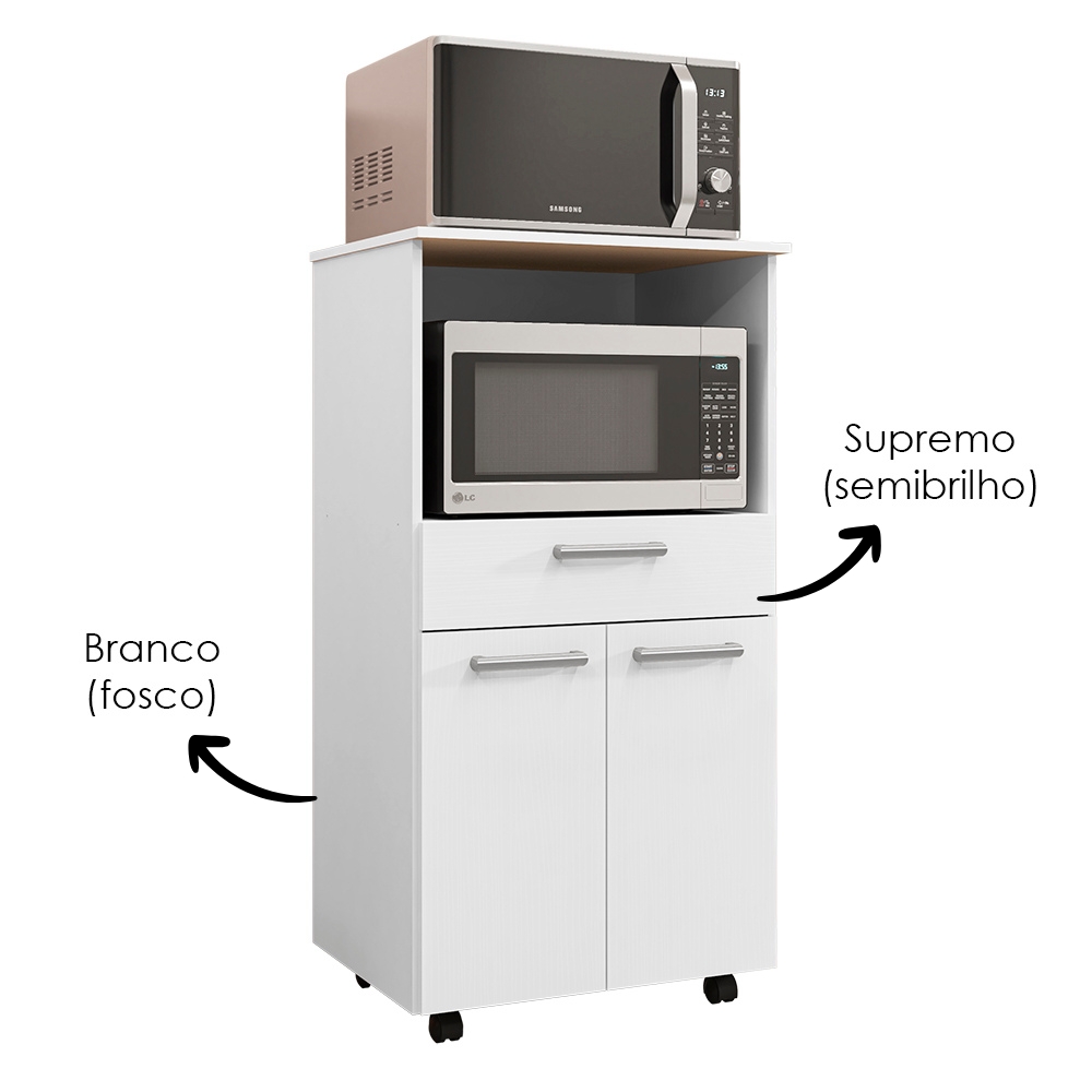 Balcao Para Forno E Microondas 118X61 cm Duetto Branco Supremo KTP