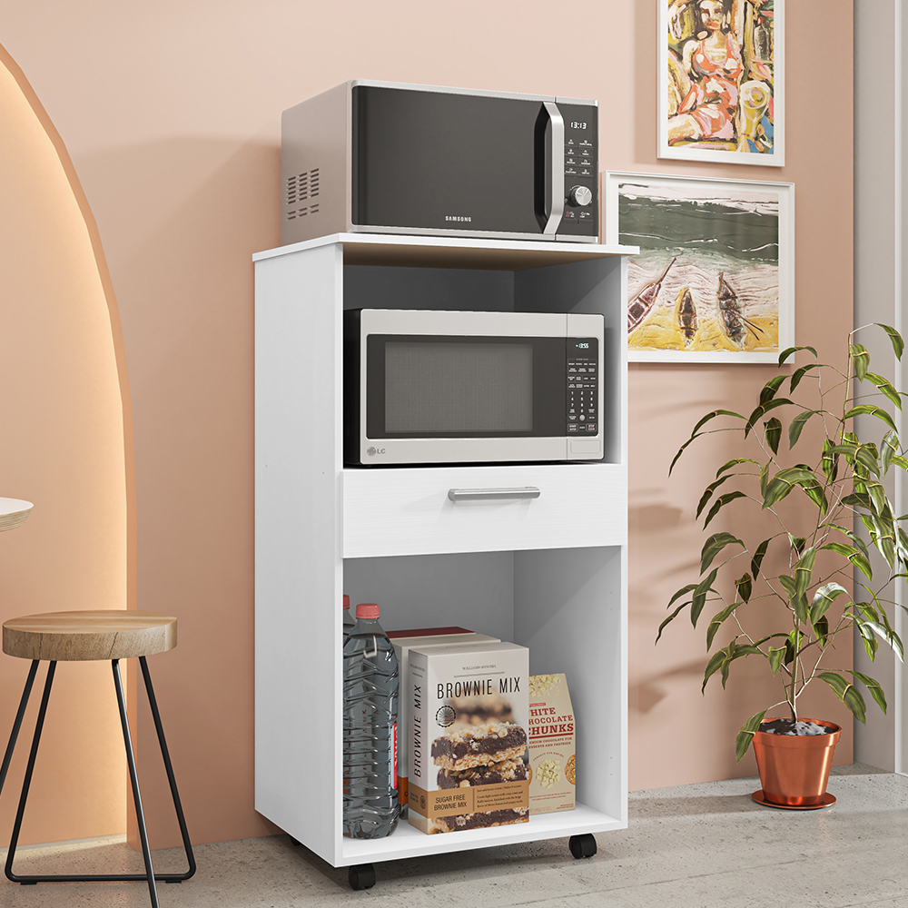 Balcao Para Forno E Microondas 118X61 cm Duetto Branco Supremo KTP