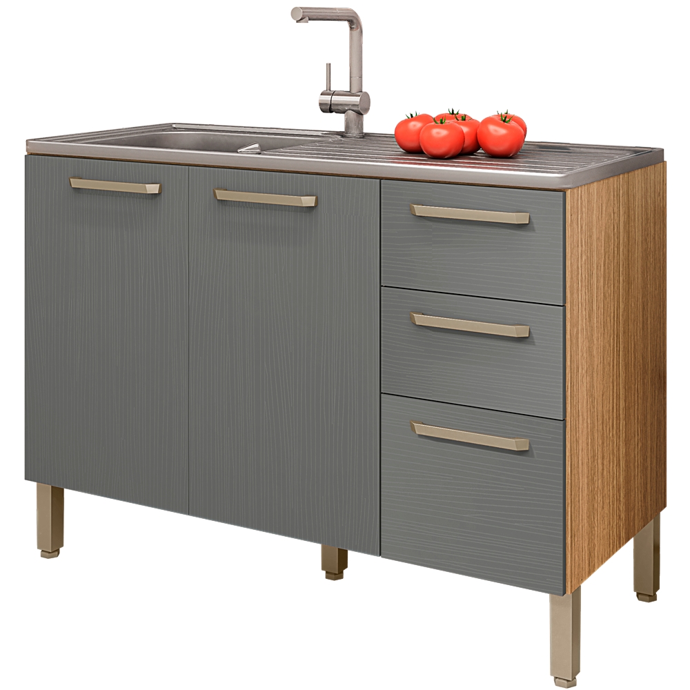 Balcao Para Pia 120cm 3 Portas 2974 Freijo Gris KTP