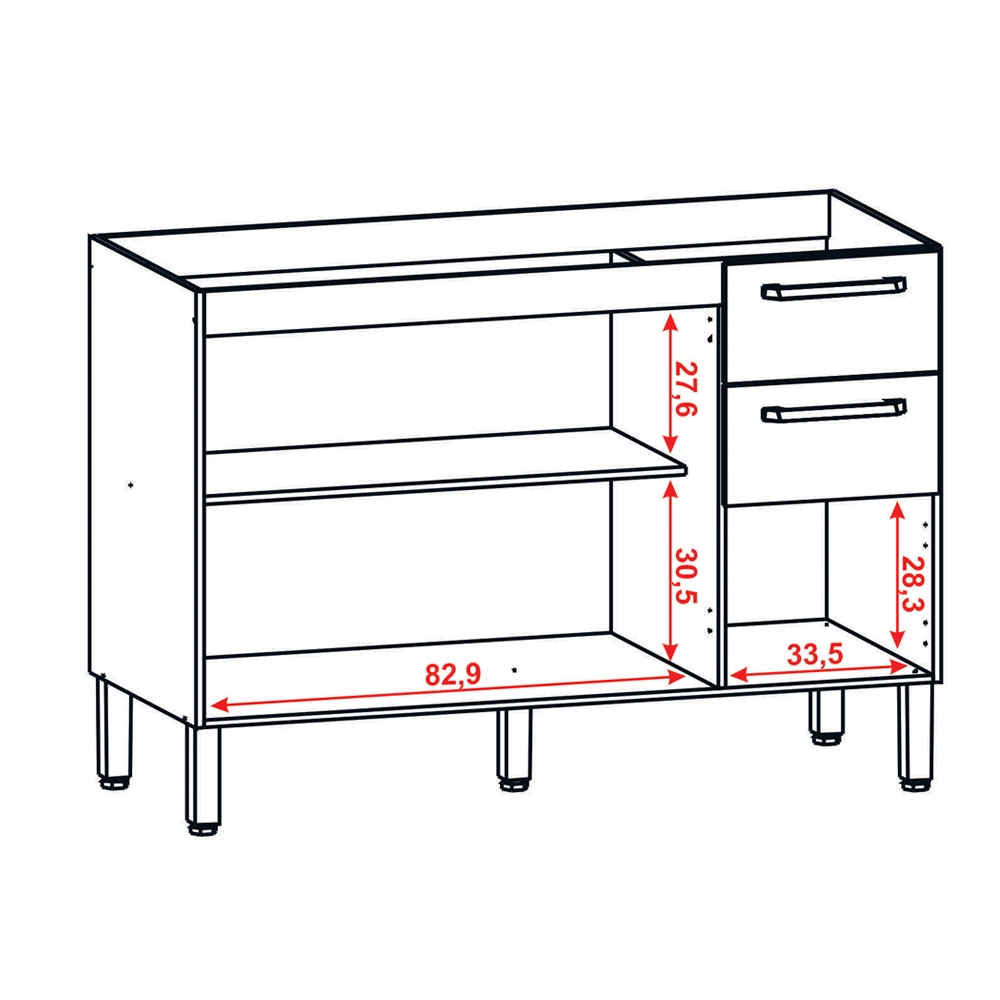 Balcao Para Pia 120cm 3 Portas 2974 Freijo Gris KTP