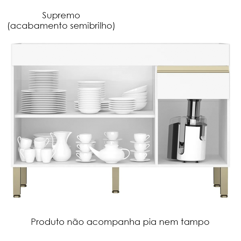 Balcao Para Pia 3 Portas 1 Gaveta 120 cm Line Supremo KTP
