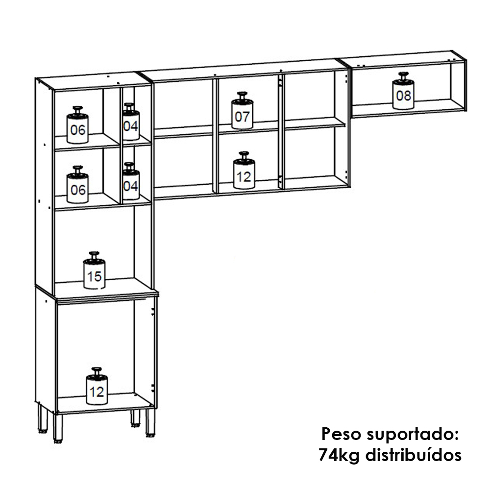 Cozinha 3 Pecas 251 cm MDF Vert Plus Freijo Freijo ABS Pto KTP