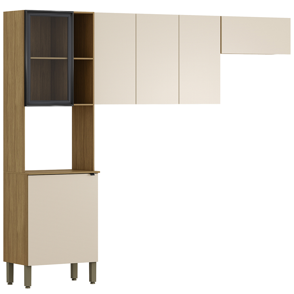 Cozinha 3 Pecas 251 cm MDF Vert Plus Freijo Soft ABS Pto KTP